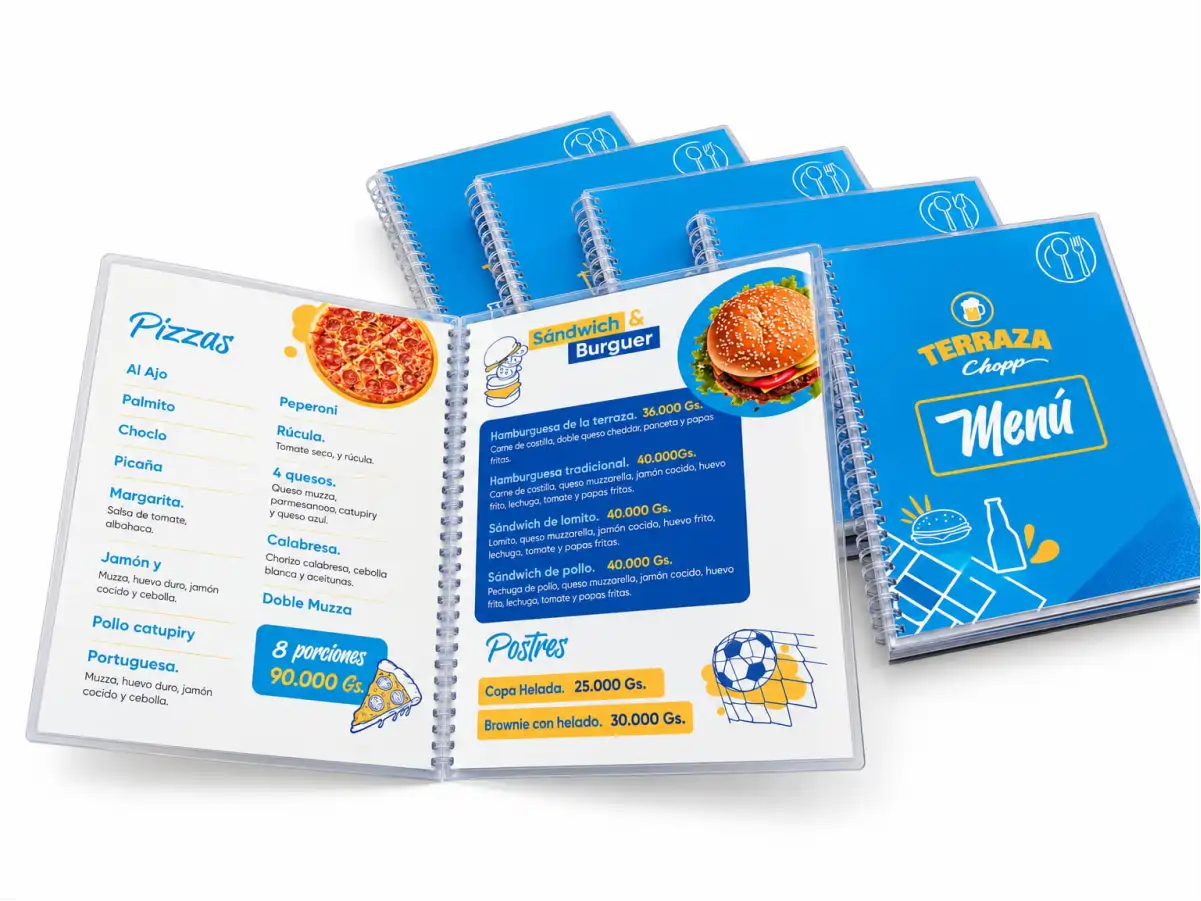 MENU PLASTIFICADO ENCUADERNADO